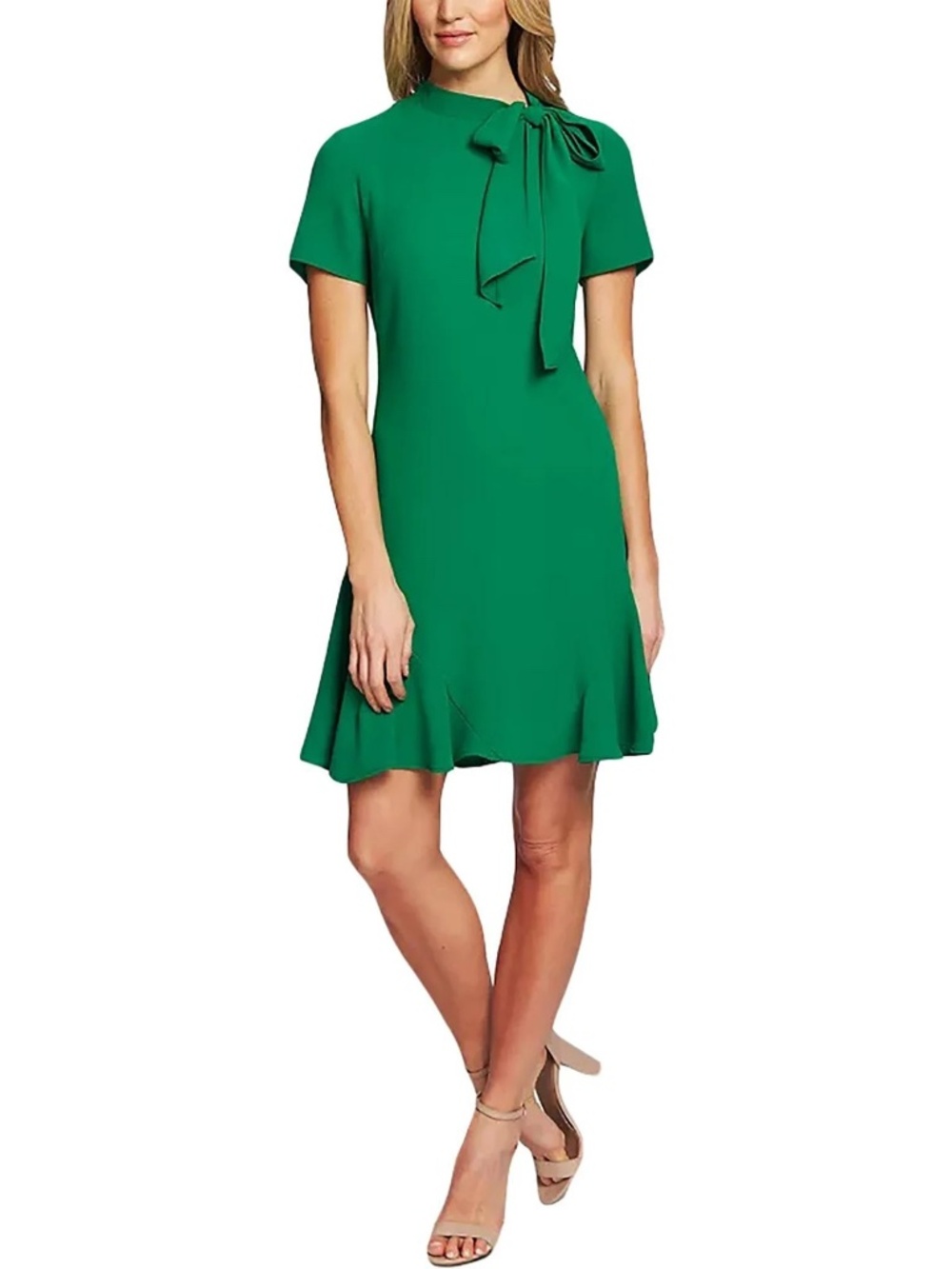 CeCe Short A-Line Bow Tie Neck Dress | Size 4